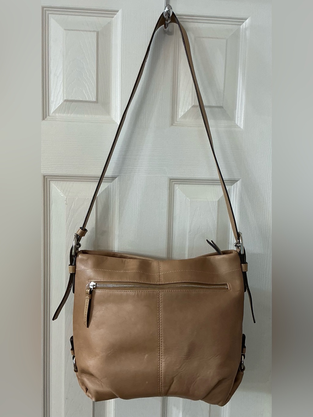 Coach C1076-F15064 Tan Brown Leather Large Purse Hobo Shoulder Handbag